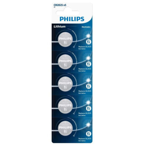 Blister 5 Pilas botón litio Philips CR2025