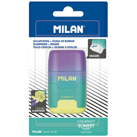 Blister 3 crayons, taille-crayons et gomme milan