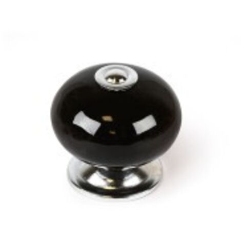Blister avec 4 boutons de meuble ronds en porcelaine finition noire mod.e517 ø40mm rei.