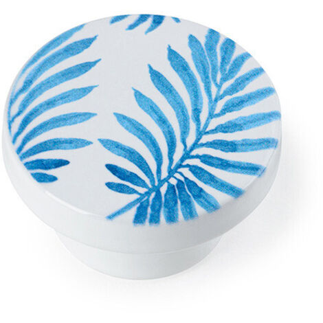 Blister con 2 pomos redondos para mueble fabricado en madera acabado azul mod. e295 ø38mm rei