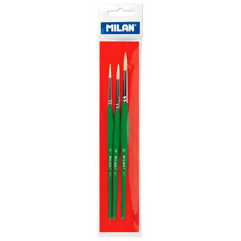 Blister con 3 pennelli scuola per colla e tempera serie 511 n° 6, 8 e 10 Milano