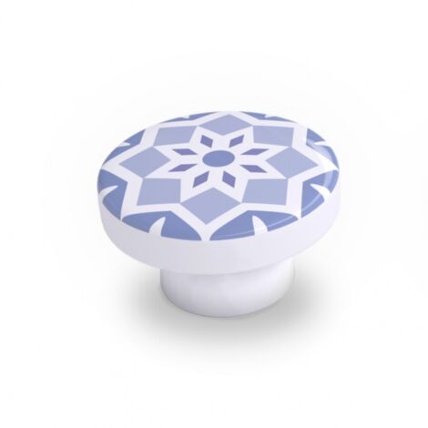 BLISTER CON 4 POMOS REDONDOS PARA MUEBLE FABRICADO EN MADERA ACABADO AZUL MOD. E242 Ø38mm REI