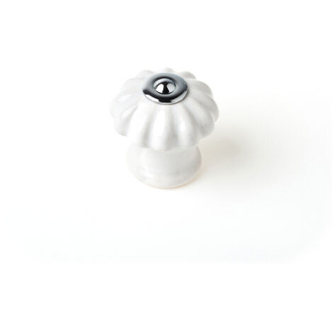 Blister con 4 pomos redondos para mueble fabricado en porcelana acabado blanco mod. e524 ø28mm rei