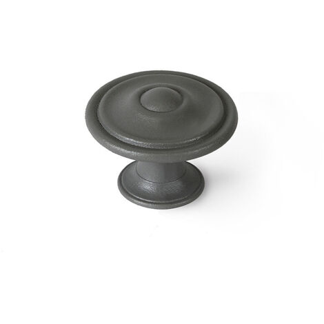 Blister con 4 pomos redondos para mueble fabricado en zamak acabado gris ceniza mod. 3110 ø35mm rei