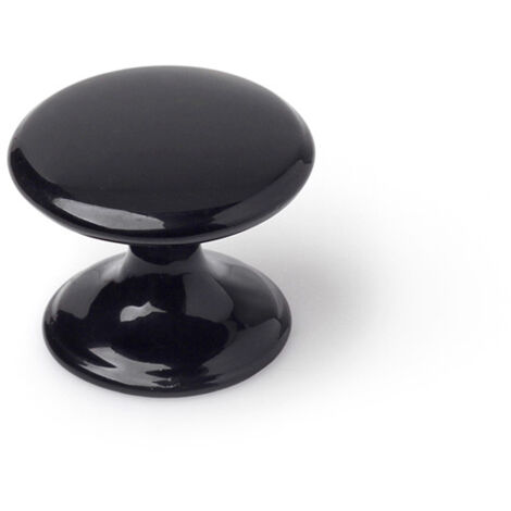BLISTER CON 4 POMOS REDONDOS PARA MUEBLE FABRICADO EN ZAMAK ACABADO NEGRO MOD. 756 Ø33mm REI