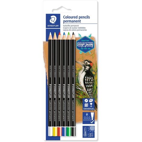 BLÍSTER CON 6 LÁPICES, UNO DE CADA COLOR (BLANCO, AMARILLO, ROJO, AZUL, VERDE Y NEGRO) STAEDTLER 10820BK6-C