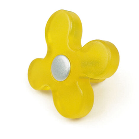 Blister con 6 pomos de plástico con acabado amarillo, dimensiones: 49x49x26mm ø: 49mm -