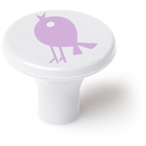 Blister con 6 pomos de plástico con acabado pájaro, dimensiones: 33x33x27mm ø: 33mm -