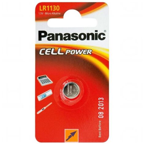 Blister da 1 pila a bottone alcalina 1,5V Panasonic - LR1130, SR1130W, SR54, 389