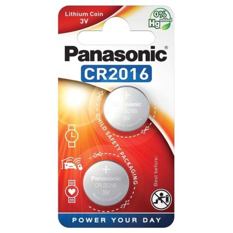 Blister da 2 pile a bottone al litio 3V Panasonic - CR2016, DL2016