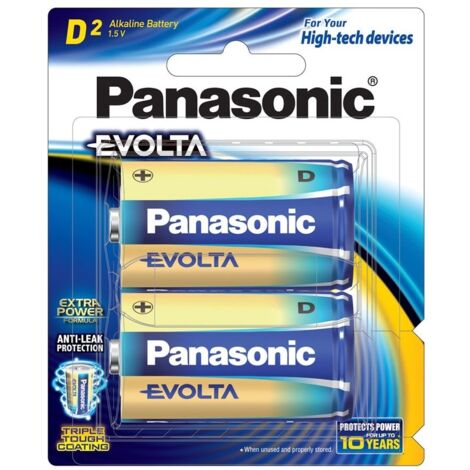 Blister da 2 pile alcaline 1,5V Panasonic "Evolta" - torcia, D, LR20, MN1300