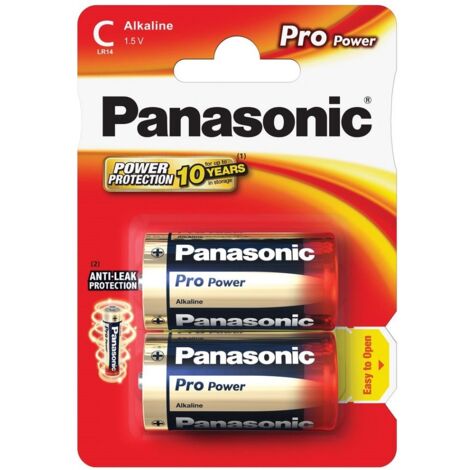 Blister da 2 pile alcaline 1,5V Panasonic "Pro Power" - mezza torcia, C, LR14, MN1400