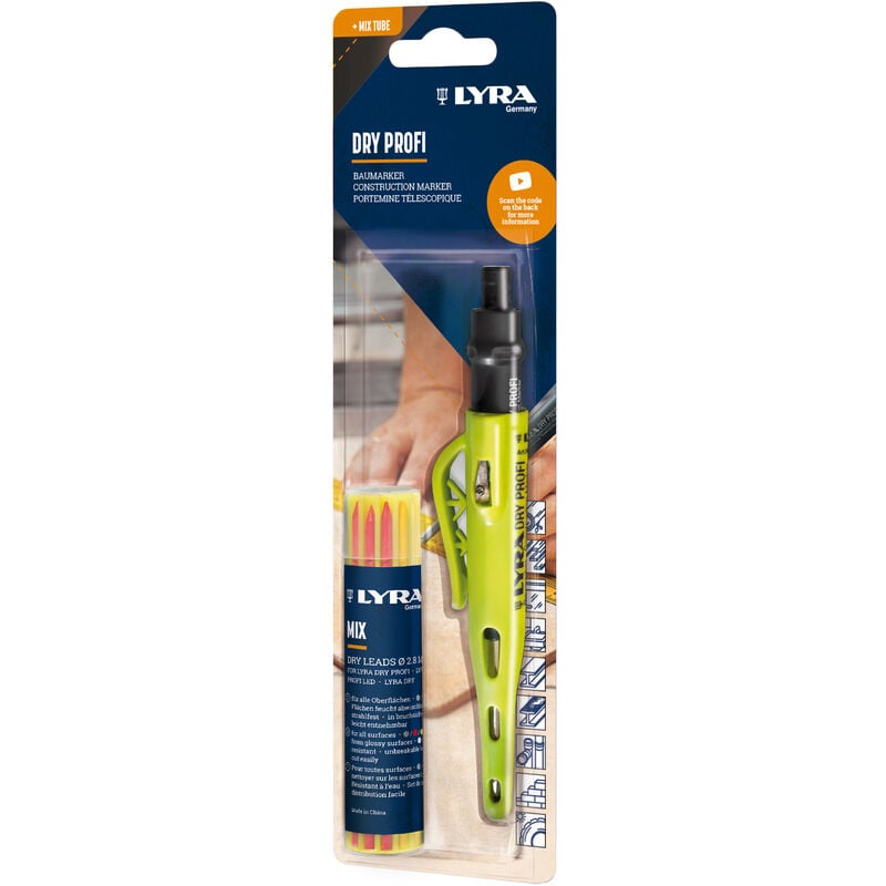 Lyra - Blister de 1 portemine dry profi + 1 étui de 12 mines couleurs