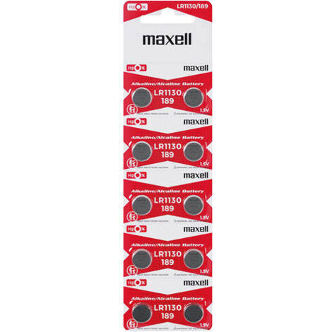 Blister de 10 piles bouton alcalines Maxell LR1130