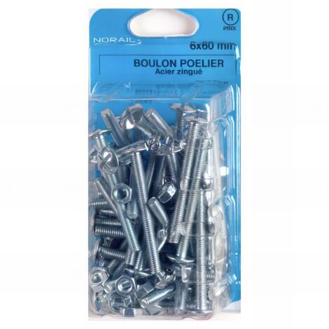 ROTOFOR Blister de 100 boulons poêliers tête ronde large fendue en croix 6 x 16 mm - Zingué - BRL0601602CP100