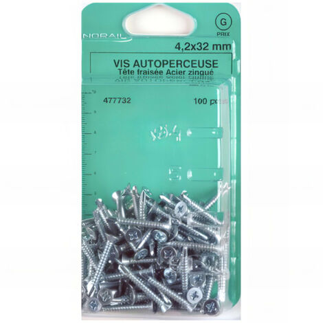 Blister de 100 vis autoperceuses tête fraisée PH 4,2 x 31,7 mm - Zingué - VAFFC4231702CP100