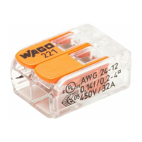 Blister de 15 bornes de connexion automatique S221 2 entrées WAGO -Wago