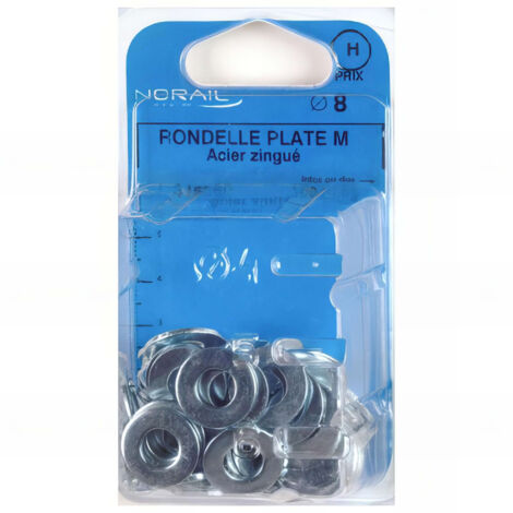 Blister de 25 rondelles plates type moyenne M18 - Zingué - 42001802CP25