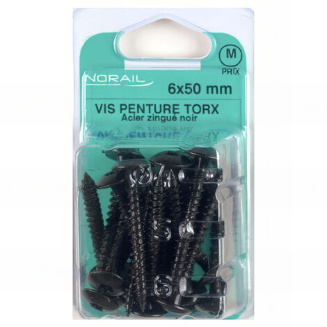 Blister de 25 vis penture Torx 6 x 50 mm - Zingué Noir - VPX0605006CP25