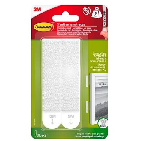 Blister de 4 bandes d'accrochage de tableaux 9kg 17217 command 3m