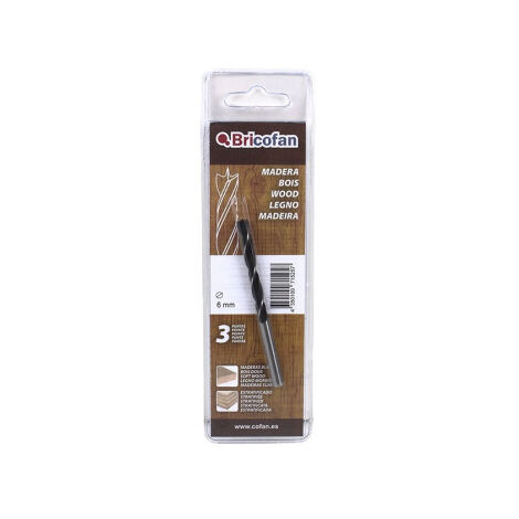 Blíster de Brocas Bricofan para madera con 3 Puntas 11 mm