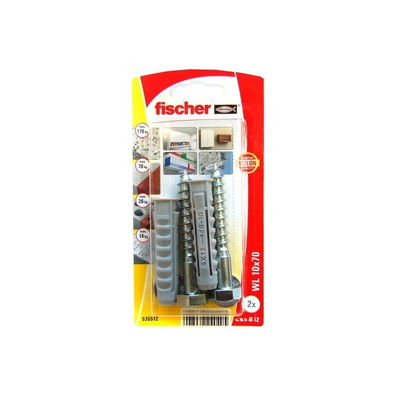 Blister de vis, chevilles et rondelles wl 10x70 k Fischer
