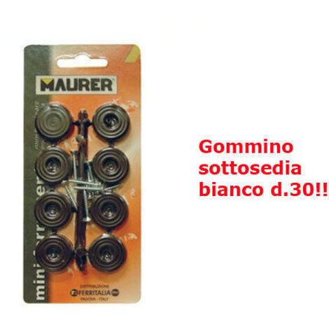 Blister Di 8 Sottopiedi In Gomma Piatti   30 Mm Bianchi Conf. 50 Bl.