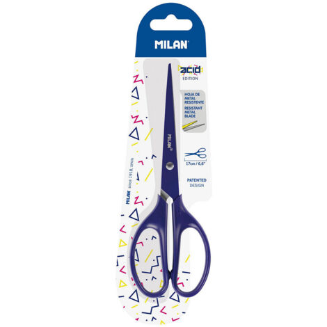 Blister di forbici da ufficio Blu Acido 17cm Milano