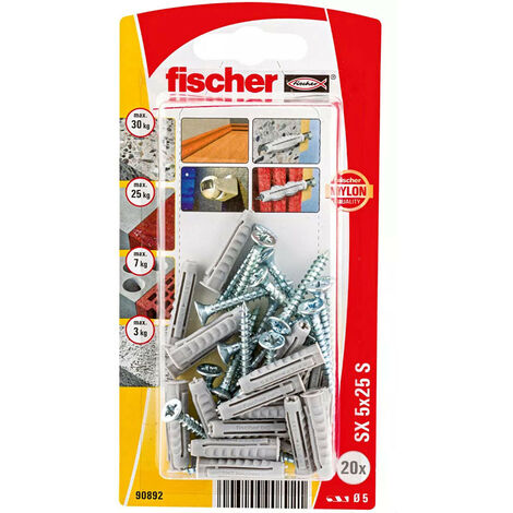 Blister du bouchon+vis 20 unit. sx ø5x25mm sk nv 90892 fischer