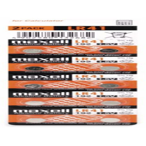 Blister mit 10 Maxell LR41 Alkali-Knopfbatterien