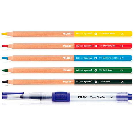 Blister Pinceau Rechargeable Water Brush + 5 Crayons Aquarelle Milan