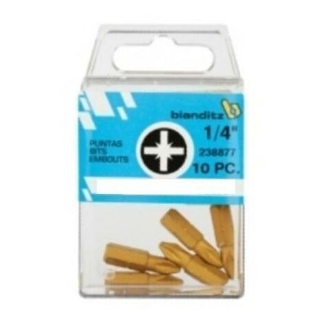 blister plastico 10unds puntas atornillar 1/4'' titanium pz 25mm punta atornill pz1
