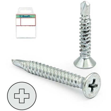 blister tornillo broca cabeza plana din 7504-p cincado larg.r/chapa 32mm ø rosca chapa 4.2mm