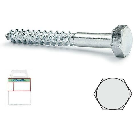 DUVER blister tornillo rosca madera cabeza hexagonal din 571 cincado largo 50nm diámetro 8mm