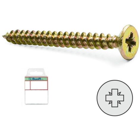 blister tornillo rosca madera cabeza plana pozidrive largo 45mm diámetro 4.5mm