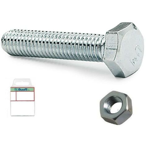 blister tornillo rosca metal cabeza hexagonal din 933 con tuerca cincado metrica m-6 largo 15mm