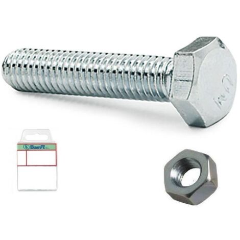 blister tornillo rosca metal cabeza hexagonal din 933 con tuerca cincado metrica m-8 largo 20mm