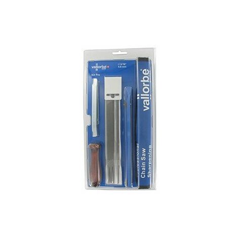 Blister Vallorbe Comprenant Trois Limes Rondes ø 3/16'' (4,8 Mm) Pour Chaînes .325'', Une Lime Plate, Un Porte Lime, Un Manche E
