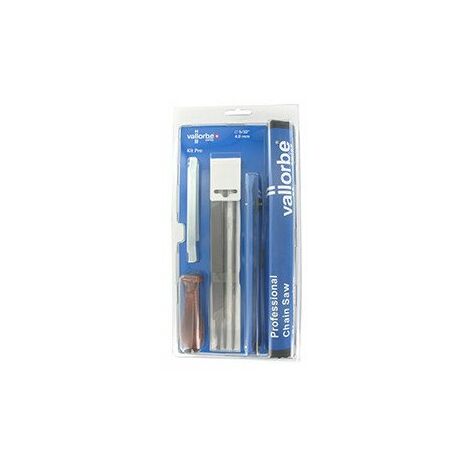 Blister Vallorbe Comprenant Trois Limes Rondes ø 5/32'' (4,0 Mm) Pour Chaînes 1/4'' Et 3/8'' Lp, Une Lime Plate, Un Porte Lime,