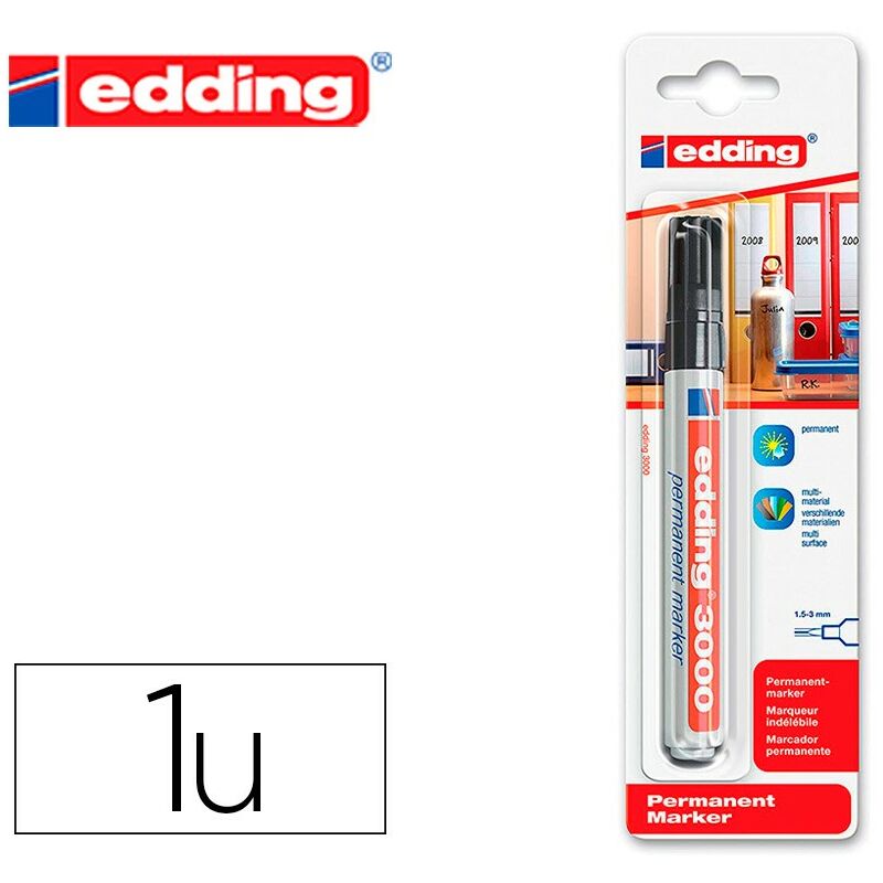 

Liderpapel - Rotulador edding marcador permanente 3000 negro n.1 punta redonda 1,5-3 mm blister de 1 unidad