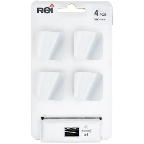 Blisterpackung mit 4 Metall-Möbelknöpfen, weiß mattiert mod.749 32x32mm rei
