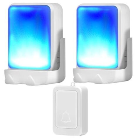 LARGEIGHT Blitz-Türklingel mit 7 hellen Lichtfarben und 4 Lautstärken – 183 m lange kabellose Türklingel – Zuhause/Büro – Geeignet für ältere Menschen und Hörgeschädigte – 1 Sender mit 2