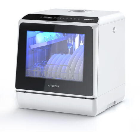 AUGIENB Blitzhome BH-CDW1 Mini Lavastoviglie da tavolo a libera installazione 4 coperti Capacità 5 l 900 W 0,3-1 MPa 5 programmi Schermo LED APP Touch Control 43 cm Agito