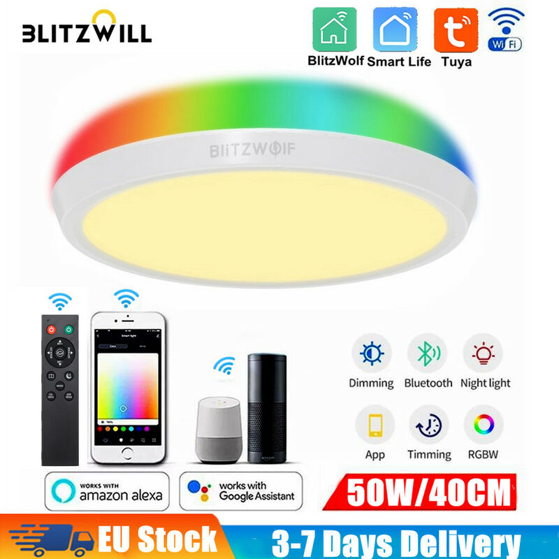 BlitzWOLF Plafonnier led 50W 4100LM Smart WiFi rgb cct Plafonnier à intensité variable Alexa Google ZebraA