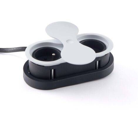 Bloc 1 prise 16A et USB-A affleurant à encastrer 34B – Blanc – Puissance 3680W – Pour plans de travail jusqu'à 40mm d'épaisseur