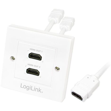 Bloc 2 prises murales encastrables - HDMI - blanc
