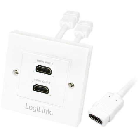 Bloc 2 prises murales encastrables - HDMI - blanc
