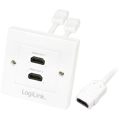 Bloc 2 prises murales encastrables - HDMI - blanc LogiLink