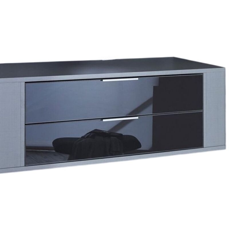 Bloc 2 tiroirs intérieurs largeur 87 cm façades verre gris