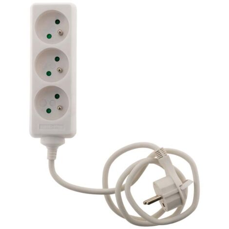 BLOC 3 prises + FICHE EXTRA PLATE BLANC 1 Mètre Zenitech